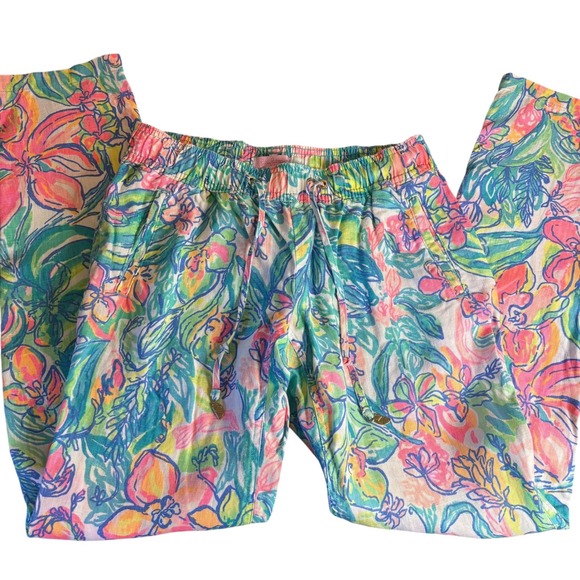 Lilly Pulitzer Aiden Surf Gypsea Pull-On Linen‎ Drawstring Pants Size S - Picture 3 of 14